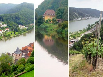 Bild links: Blick auf Hirschhorn am Neckar (© Stadt Hirschhorn). Bild Mitte: Blick auf die Werra bei Wanfried (© Jörg Adrian Huber). Bild rechts: Blick auf den Rhein bei Bacharach (© Andrea Wenz). Foto: hr