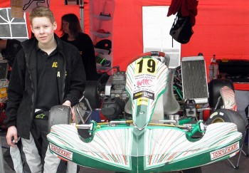 Der Löhlbacher Kart-Pilot Darwin Daume (RAC Borken e.V. / ADAC Hessen-Thüringen / Alljo-Hima-Kart-Team). Foto: Uli Daume