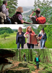 Bild oben: Auf dem "Diemelsteig". Bild Mitte: Auf dem Westerwaldsteig. Bild unten: Auf dem "Nibelungensteig". Foto: hr wanderwege-hessen130930