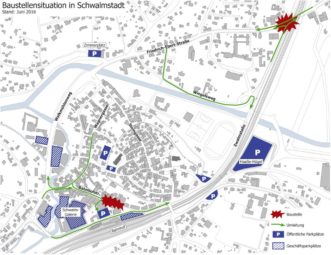 Aktuelle Baustellen, Umleitungen und Parkplätze in Treysa. Quelle: Stadt Schwalmstadt Aktuelle Baustellen, Umleitungen und Parkplätze in Treysa. Quelle: Stadt Schwalmstadt