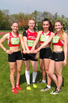 51,97 Sekunden liefen  Franziska Ebert, Vivian Groppe, Marianne Goujard und Sophia Hog über 4x100 Meter der WU20. Foto: nh