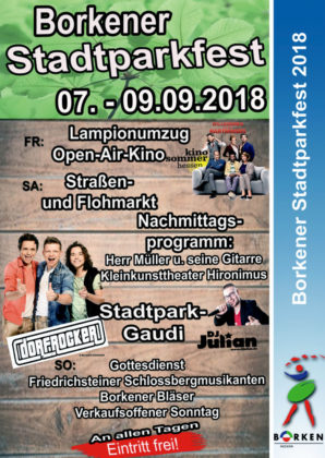 Plakat zum Borkener Stadtparkfest 2018. Repro: nh