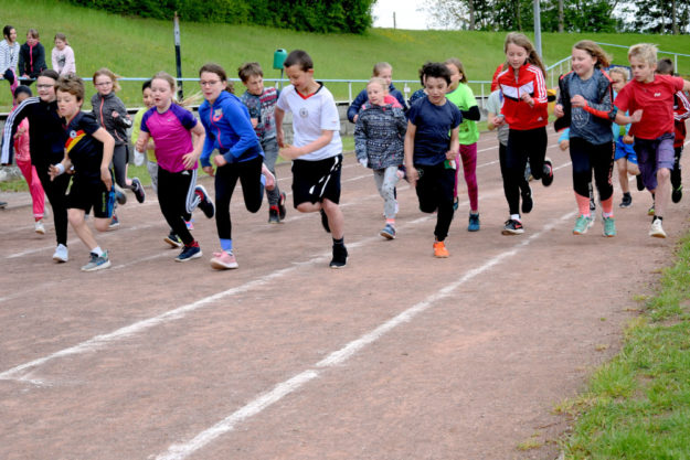 Beim Start zu den 800-Meter-Läufen konnten sich die jungen Sportler/innen bestens positionieren. Foto: Brandt