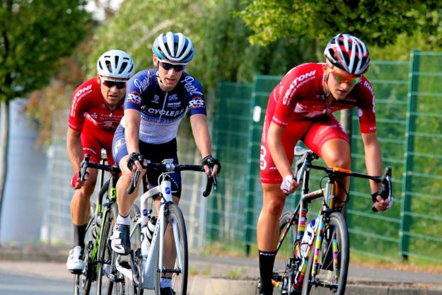 Gute Zusammenarbeit bis sie das Feld überrundeten: Philipp Sohn, Hendrik Eggers und May Feger. Foto: Kristinas Radsportfotos