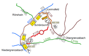 Umleitungsplan K 126. Kartografie: Hessen Mobil