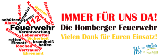 Mit diesem Schriftlogo geht der Dank an die Homberger Feuerwehr. Foto: nh