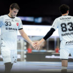 Aaron Mensing wird im Spiel gegen den HC Vardar nicht dabei sein. Im Spiel gegen Eisenach hatte er sich eine Bandverletzung im Sprunggelenk zugezogen. Foto: Alibek Käsler