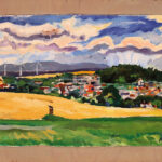 Sicht auf Willingshausen; Leinwand 31 cm x 56 cm; 2025. Künstler: Archi Galentz